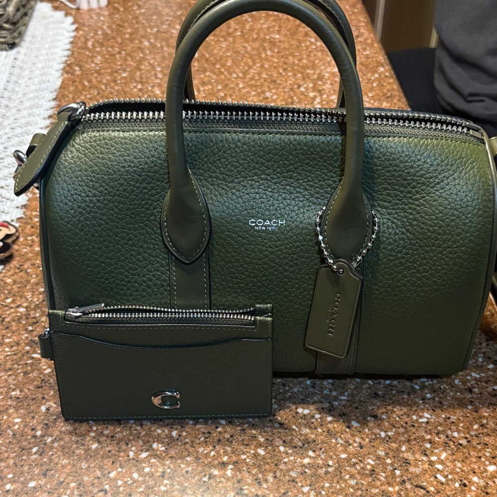 Coach Olive Leather Satchel with Wallet